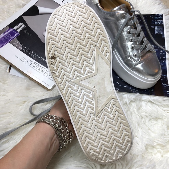 J/SLIDES Hally Silver Metallic Leather Sneaker - Picture 8 of 11